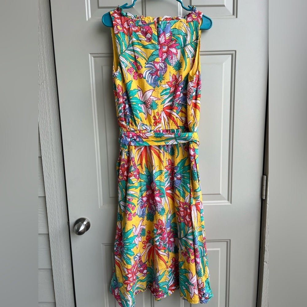 Talbots Sleeveless  Floral Dress – Size 8 – 100% Cotton vacation summer bright - Picture 7 of 10